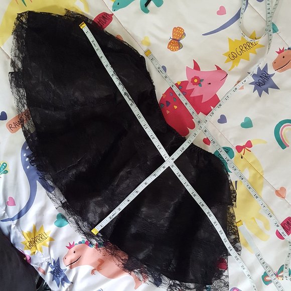 2pcs set black satin lace strapless corset bustier top and mini skirt - Picture 6 of 7